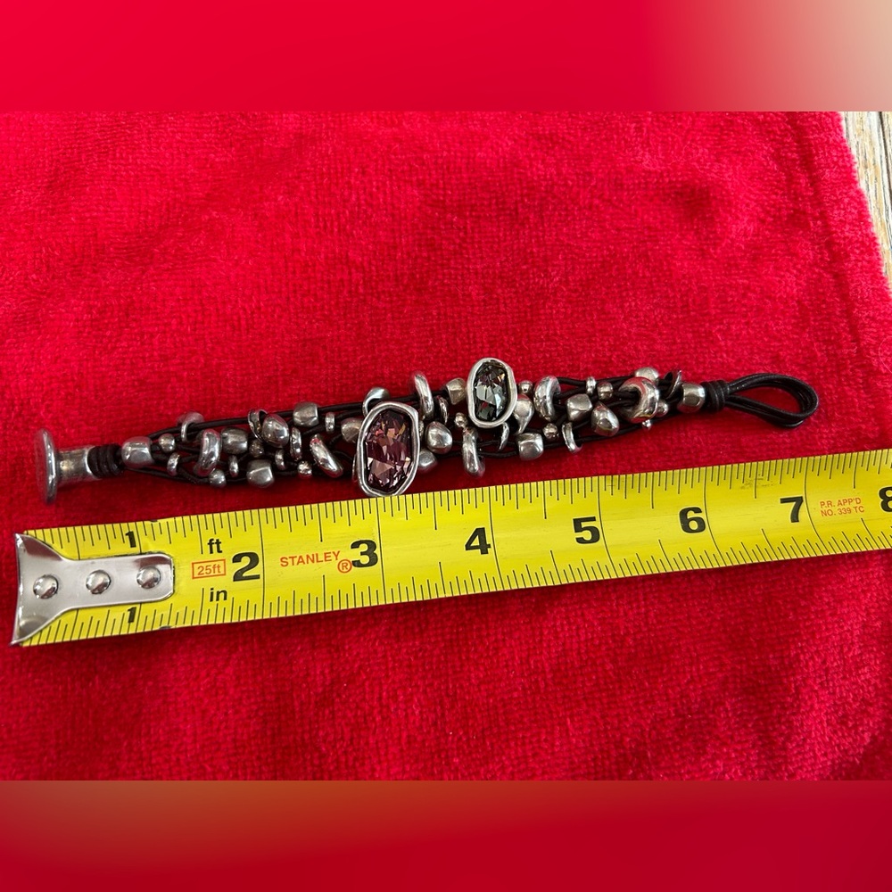 UNO de 50 Lady Marmalade Silver Bracelet with Pink and Grey Crystal Stones - Picture 4 of 8
